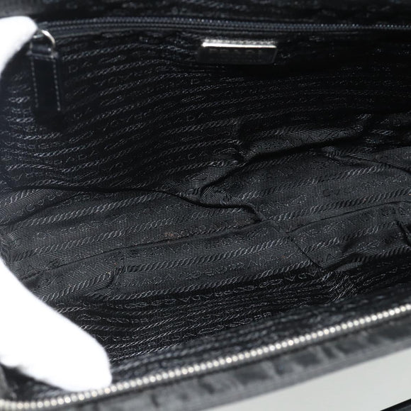 PRADA Tote Bag Nylon Black Silver Auth ep14138A