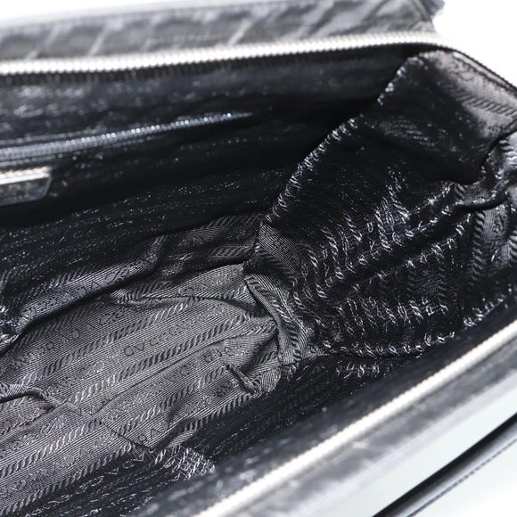 PRADA Tote Bag Nylon Black Silver Auth ep14138A