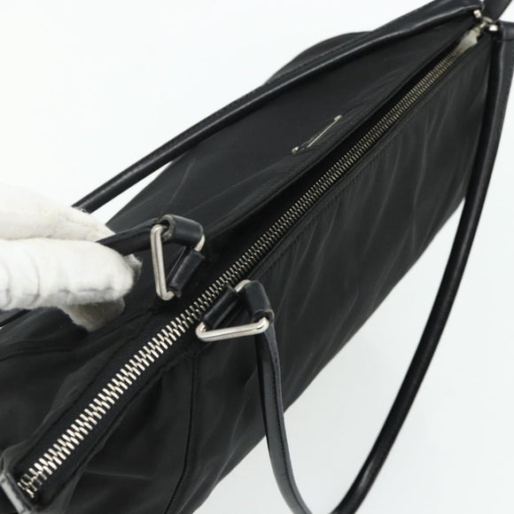 PRADA Tote Bag Nylon Black Silver Auth ep14138A