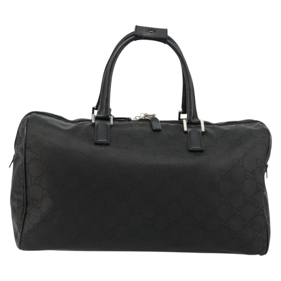 GUCCI GG Supreme Boston Bag PVC Black Silver Auth ep14143