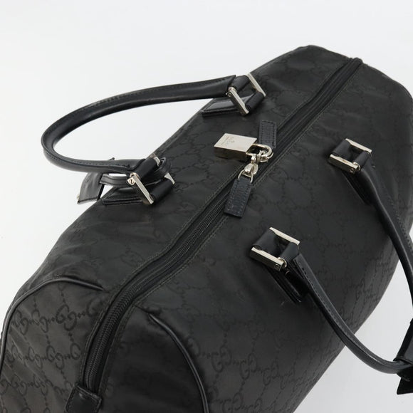 GUCCI GG Supreme Boston Bag PVC Black Silver Auth ep14143