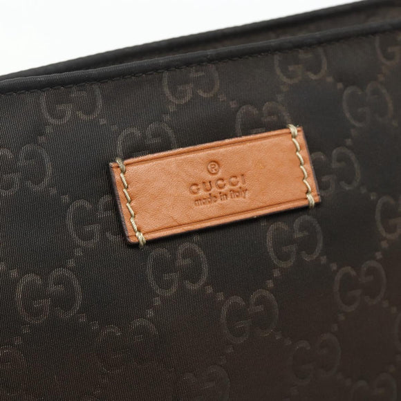 GUCCI GG Canvas Shoulder Bag Nylon Brown Silver 314529 Auth ep14151