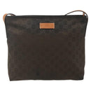 GUCCI GG Canvas Shoulder Bag Nylon Brown Silver 314529 Auth ep14151-2