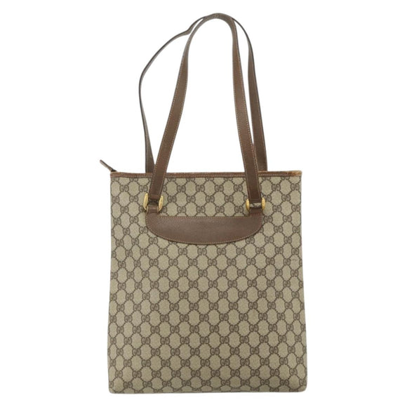 GUCCI GG Supreme Tote Bag PVC Beige Gold Auth ep14152