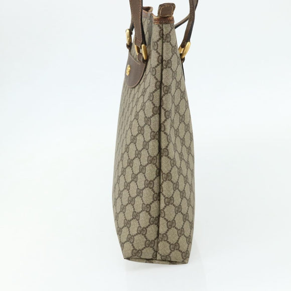 GUCCI GG Supreme Tote Bag PVC Beige Gold Auth ep14152