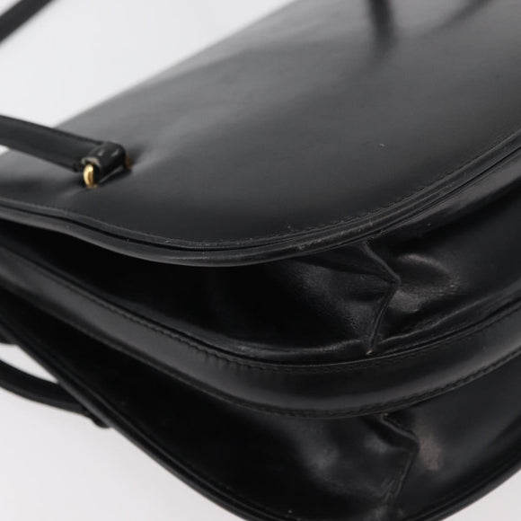 GUCCI Hand Bag Leather Black Gold Auth ep14155