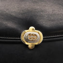 GUCCI Hand Bag Leather Black Gold Auth ep14155-18