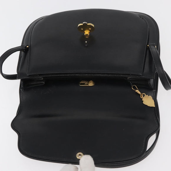 GUCCI Hand Bag Leather Black Gold Auth ep14155