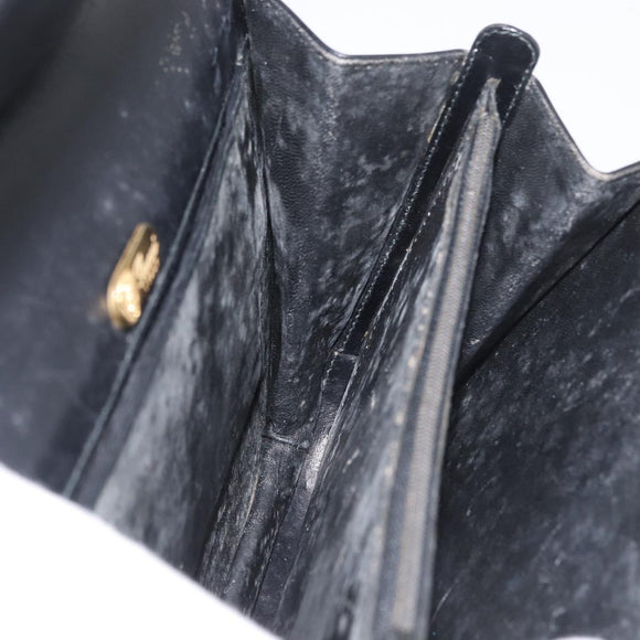 GUCCI Hand Bag Leather Black Gold Auth ep14155