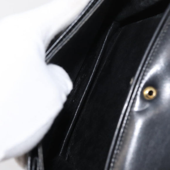 GUCCI Hand Bag Leather Black Gold Auth ep14155