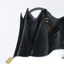 GUCCI Hand Bag Leather Black Gold Auth ep14155-23