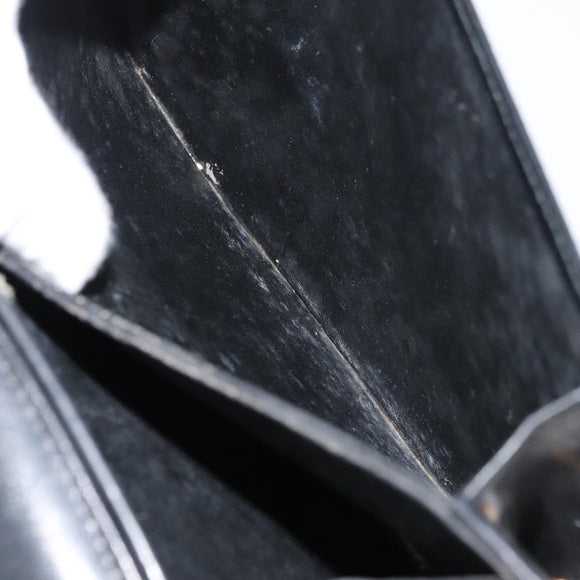 GUCCI Hand Bag Leather Black Gold Auth ep14155