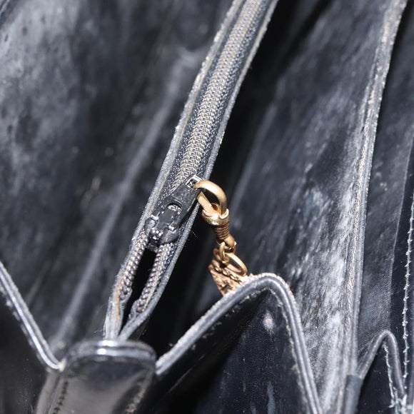 GUCCI Hand Bag Leather Black Gold Auth ep14155