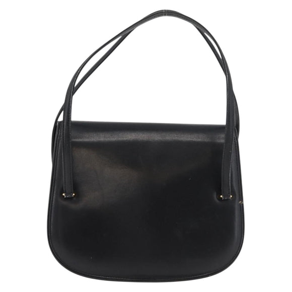 GUCCI Hand Bag Leather Black Gold Auth ep14155