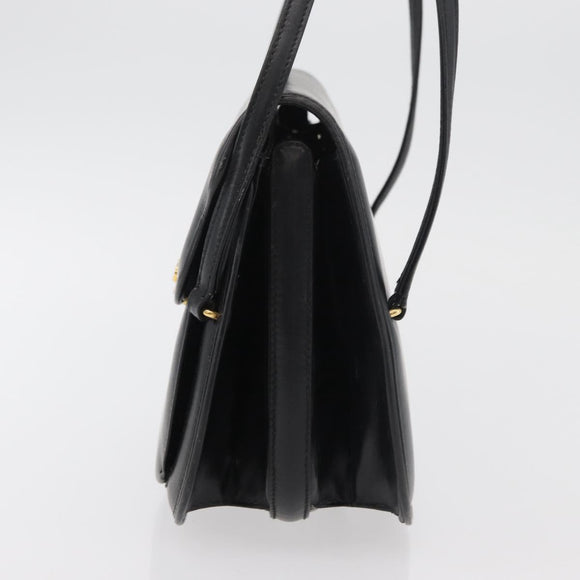 GUCCI Hand Bag Leather Black Gold Auth ep14155