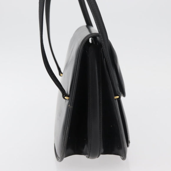 GUCCI Hand Bag Leather Black Gold Auth ep14155