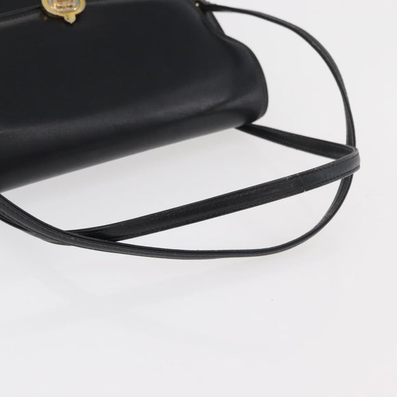 GUCCI Hand Bag Leather Black Gold Auth ep14155