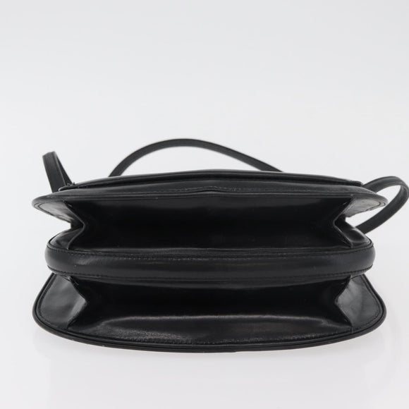GUCCI Hand Bag Leather Black Gold Auth ep14155