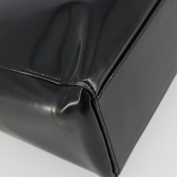 Christian Dior Tote Bag Patent leather Black Silver Auth ep14158