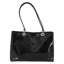 Christian Dior Tote Bag Patent leather Black Silver Auth ep14158-2