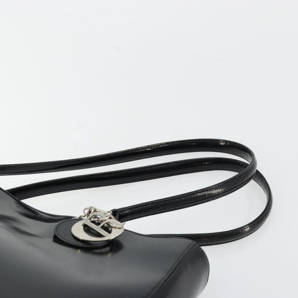 Christian Dior Tote Bag Patent leather Black Silver Auth ep14158