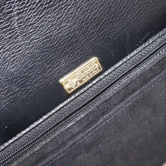 GUCCI Shoulder Bag Leather Black Gold Auth ep14164