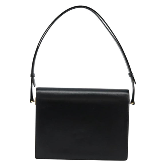 GUCCI Shoulder Bag Leather Black Gold Auth ep14164