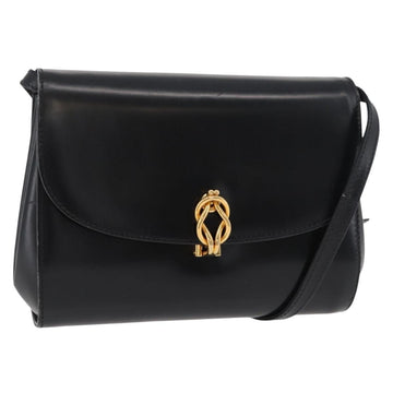 GUCCI Shoulder Bag Leather Black Gold 004 056 0219 Auth ep14171