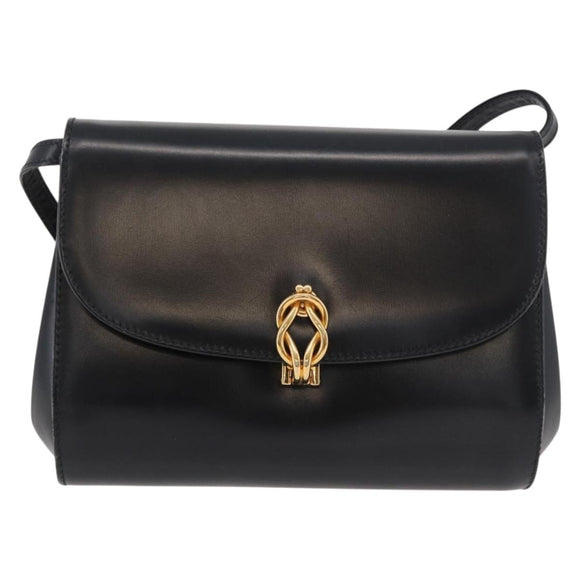 GUCCI Shoulder Bag Leather Black Gold 004 056 0219 Auth ep14171