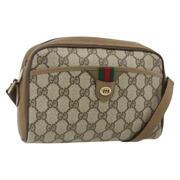 GUCCI GG Supreme Web Sherry Line Tasche PVC Beige Gold 116 02 089 Auth ep14174