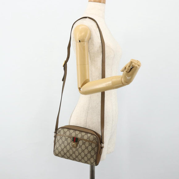 GUCCI GG Supreme Web Sherry Line Tasche PVC Beige Gold 116 02 089 Auth ep14174