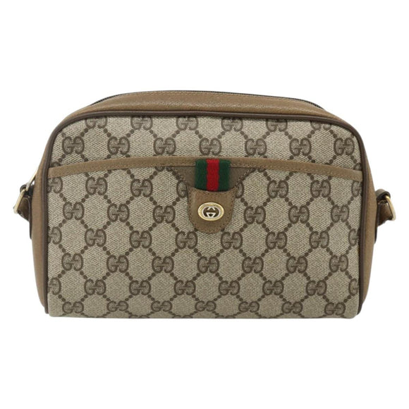 GUCCI GG Supreme Web Sherry Line Tasche PVC Beige Gold 116 02 089 Auth ep14174