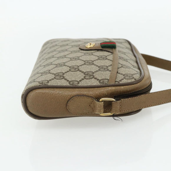 GUCCI GG Supreme Web Sherry Line Tasche PVC Beige Gold 116 02 089 Auth ep14174