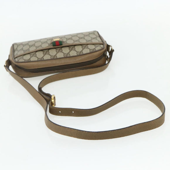 GUCCI GG Supreme Web Sherry Line Tasche PVC Beige Gold 116 02 089 Auth ep14174
