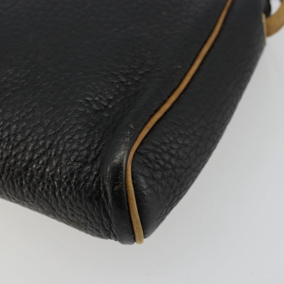 Christian Dior Shoulder Bag Leather Black Gold Auth ep14178