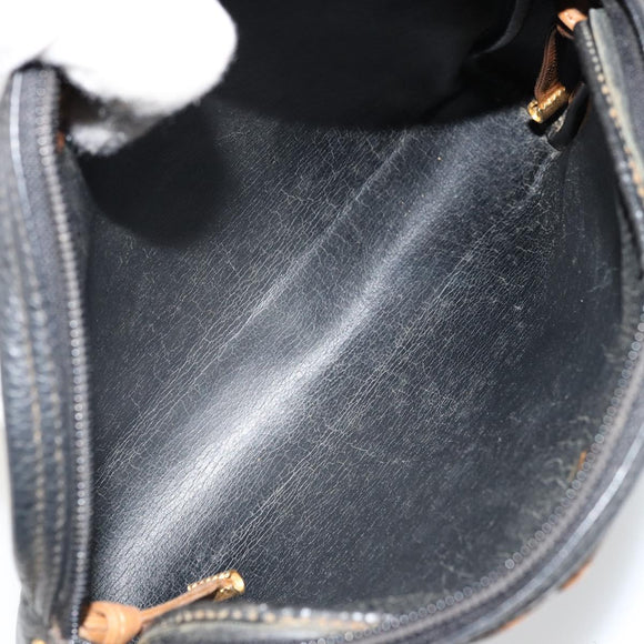 Christian Dior Shoulder Bag Leather Black Gold Auth ep14178