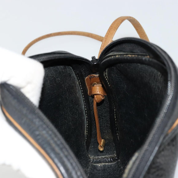 Christian Dior Shoulder Bag Leather Black Gold Auth ep14178