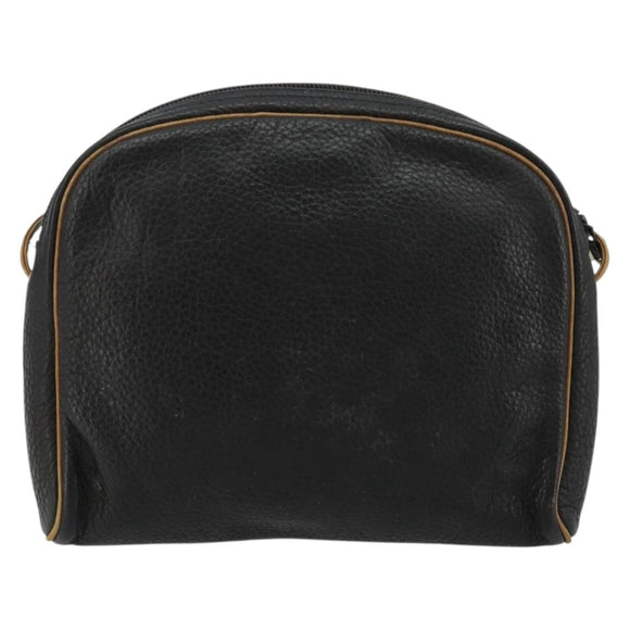 Christian Dior Shoulder Bag Leather Black Gold Auth ep14178