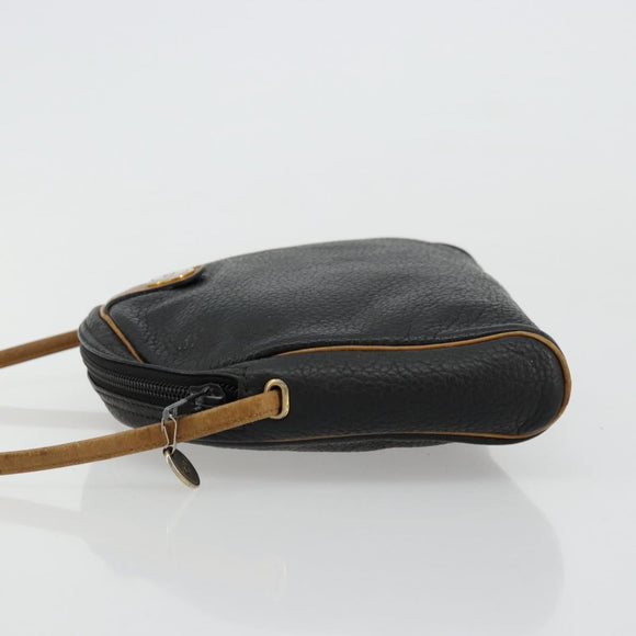 Christian Dior Shoulder Bag Leather Black Gold Auth ep14178