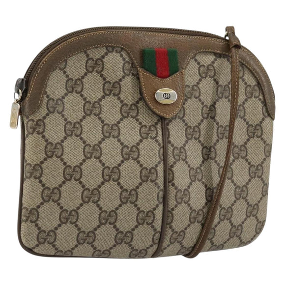 GUCCI GG Supreme Web Sherry Line Bag PVC Beige Gold 98 02 047 Auth ep14179