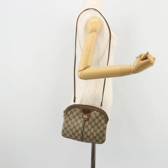 GUCCI GG Supreme Web Sherry Line Bag PVC Beige Gold 98 02 047 Auth ep14179