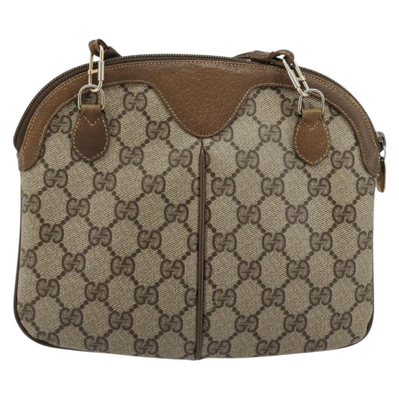 GUCCI GG Supreme Web Sherry Line Bag PVC Beige Gold 98 02 047 Auth ep14179