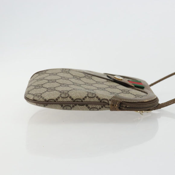 GUCCI GG Supreme Web Sherry Line Bag PVC Beige Gold 98 02 047 Auth ep14179