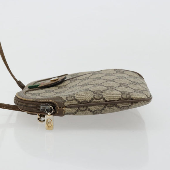 GUCCI GG Supreme Web Sherry Line Bag PVC Beige Gold 98 02 047 Auth ep14179