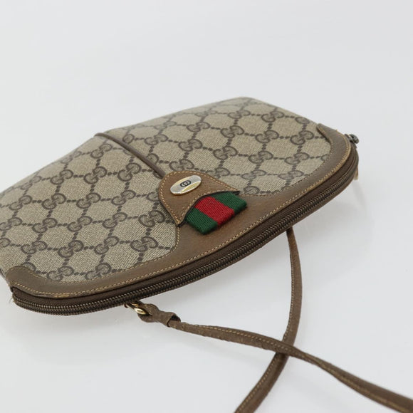 GUCCI GG Supreme Web Sherry Line Bag PVC Beige Gold 98 02 047 Auth ep14179