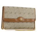 Christian Dior Honeycomb Canvas Chain Shoulder Bag PVC Beige Gold Auth ep14180-1