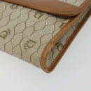 Christian Dior Honeycomb Canvas Chain Shoulder Bag PVC Beige Gold Auth ep14180-9