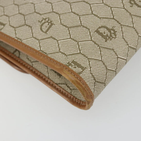 Christian Dior Honeycomb Canvas Chain Shoulder Bag PVC Beige Gold Auth ep14180