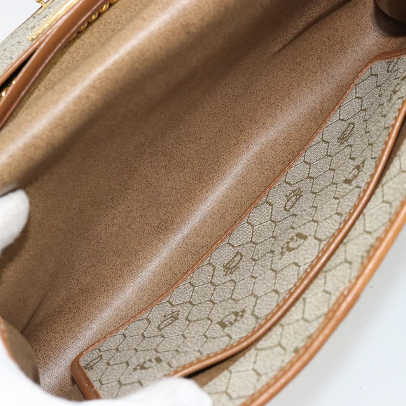 Christian Dior Honeycomb Canvas Chain Shoulder Bag PVC Beige Gold Auth ep14180