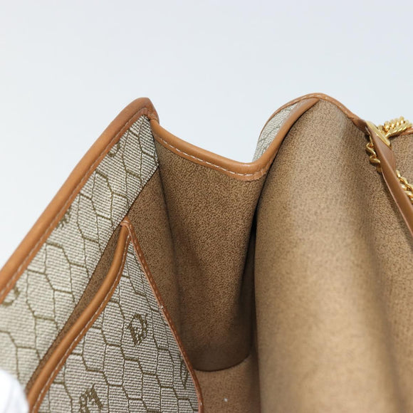 Christian Dior Honeycomb Canvas Chain Shoulder Bag PVC Beige Gold Auth ep14180